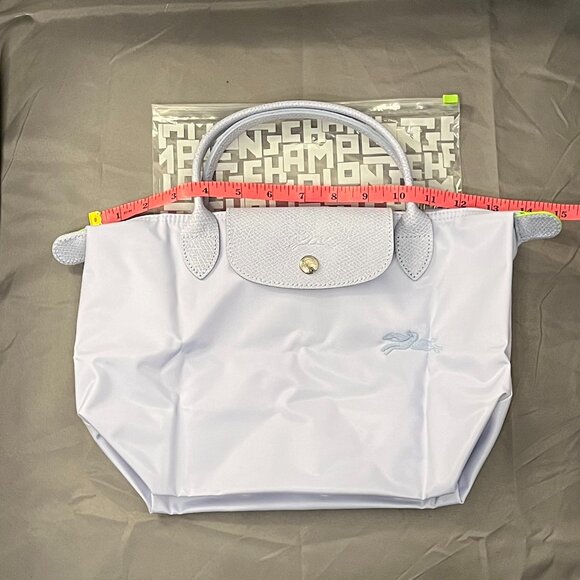 Longchamp Small Le Pliage Green Recycled Canvas Top Handle Bag, SKY BLUE, - Picture 7 of 8